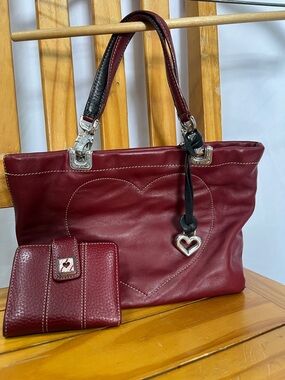 Brighton soft leather western heart deep red small purse and matching wallet